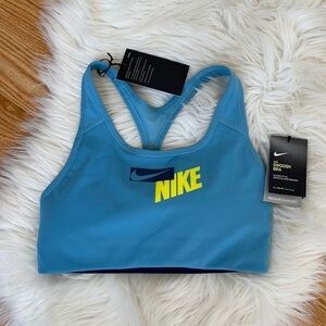 Nike Women's Logo Racerback Medium Impact Sports Bra Blue Size XSmall